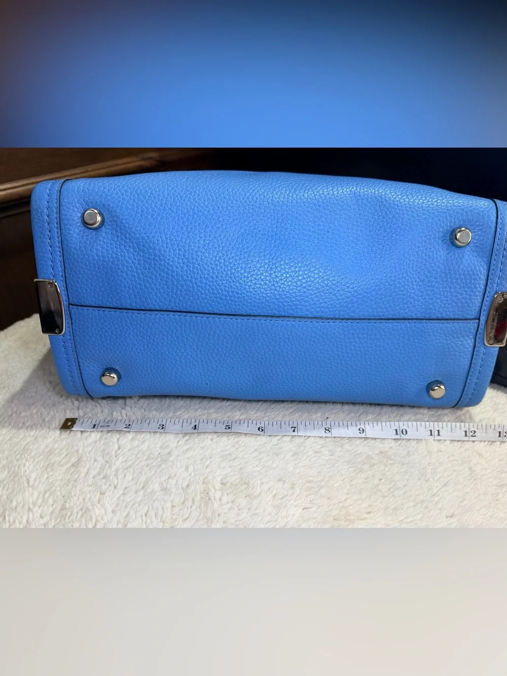 25. NEW Coach Lapis Blue Pebbled Leather Mini Satchel with Silver Hardware